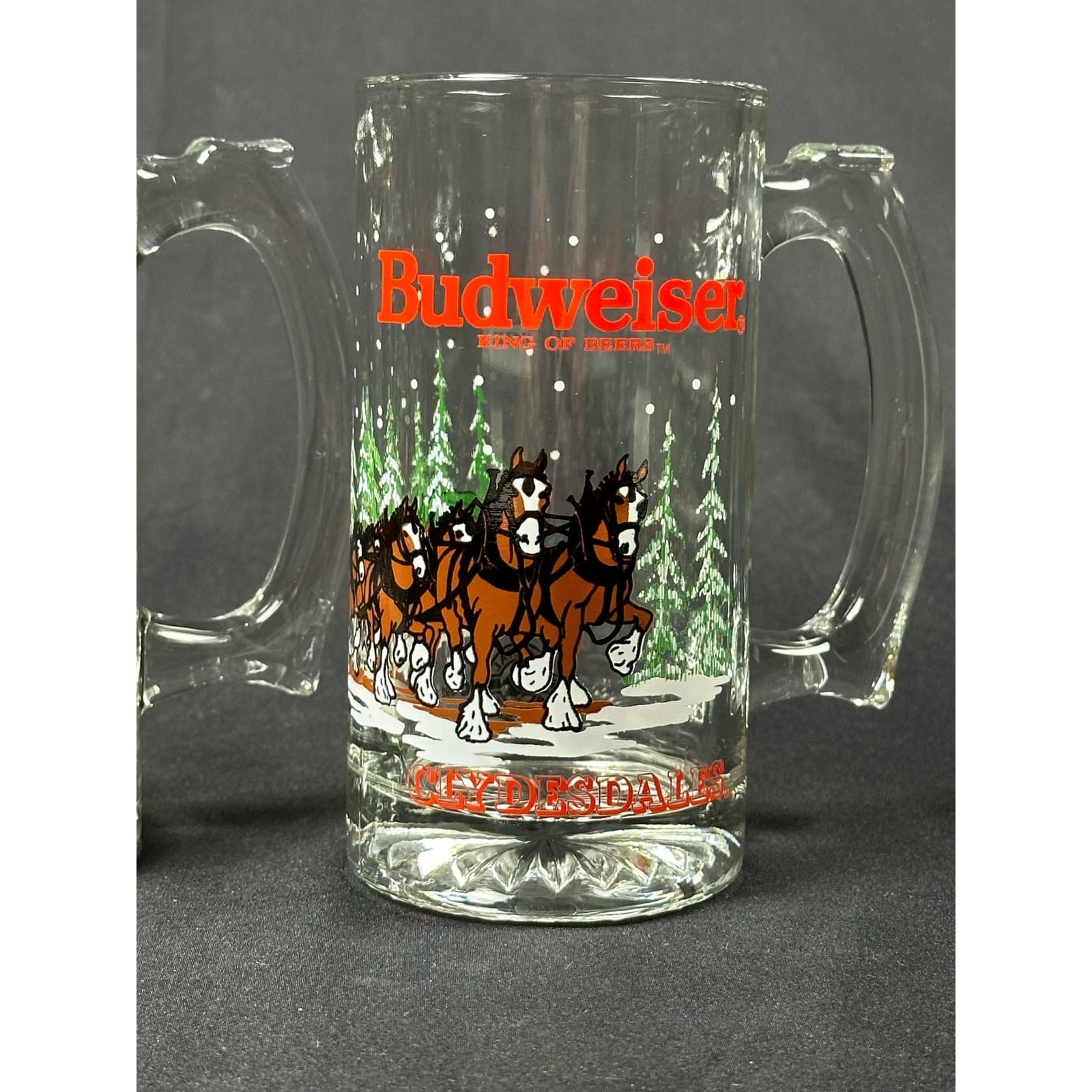Vintage 1992 Anheuser-Busch Budweiser Clydesdales Christmas Beer Mugs Set of 2 - Thumbnail 2