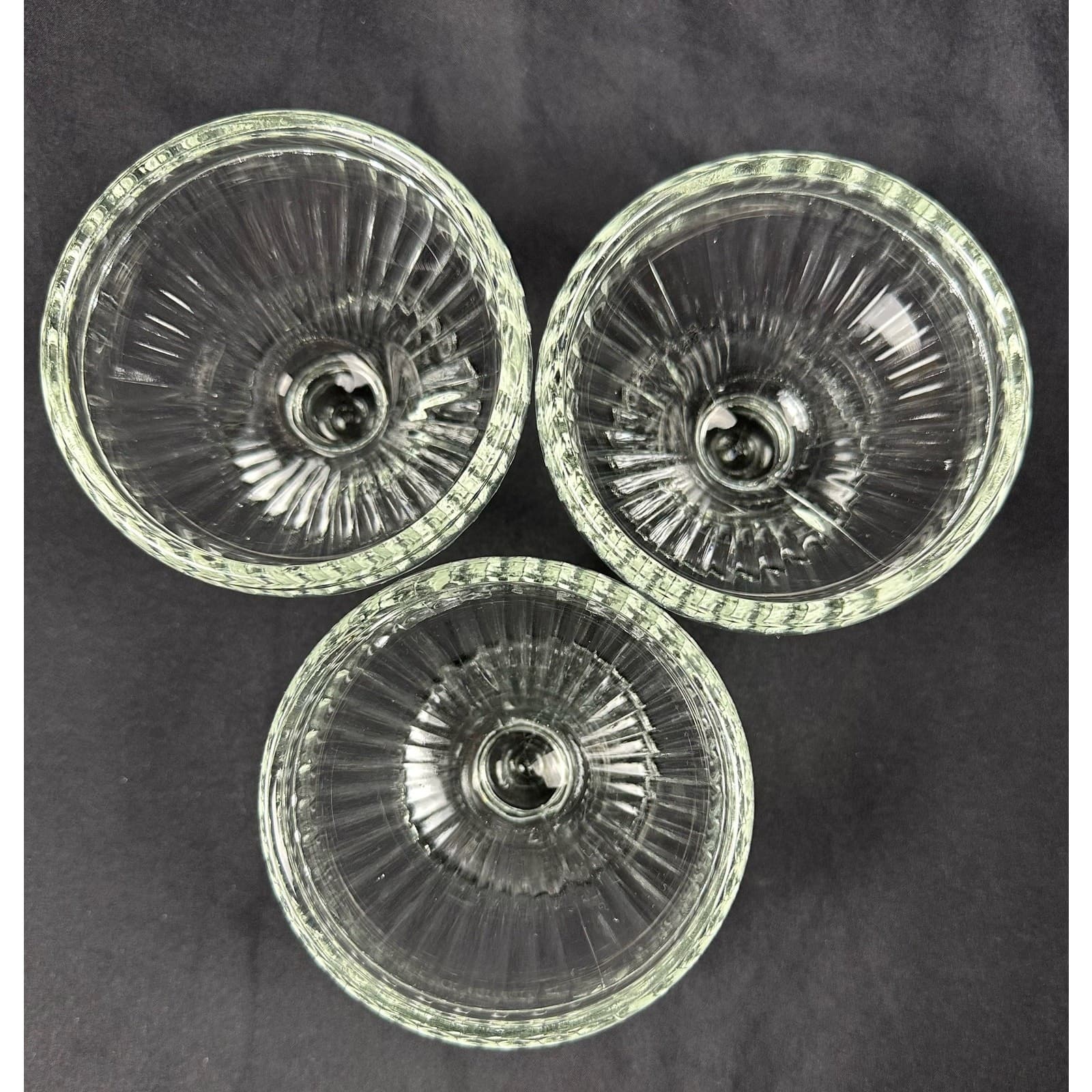 Vintage Jeanette Glass Mid-Century 3-3/4" Ribbed & Footed 3 Sherbet Dishes - Thumbnail 3