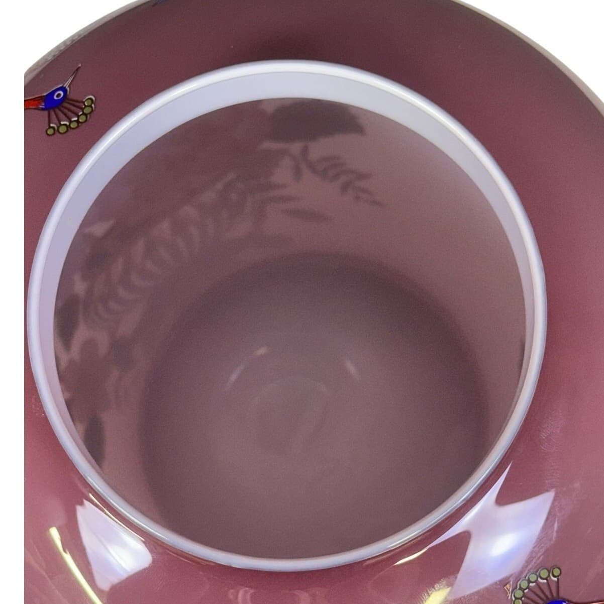 Ardalt Italy Lavender 16" Hand Painted Peacock Floral Glass Ginger Jar w/Lid - Thumbnail 7