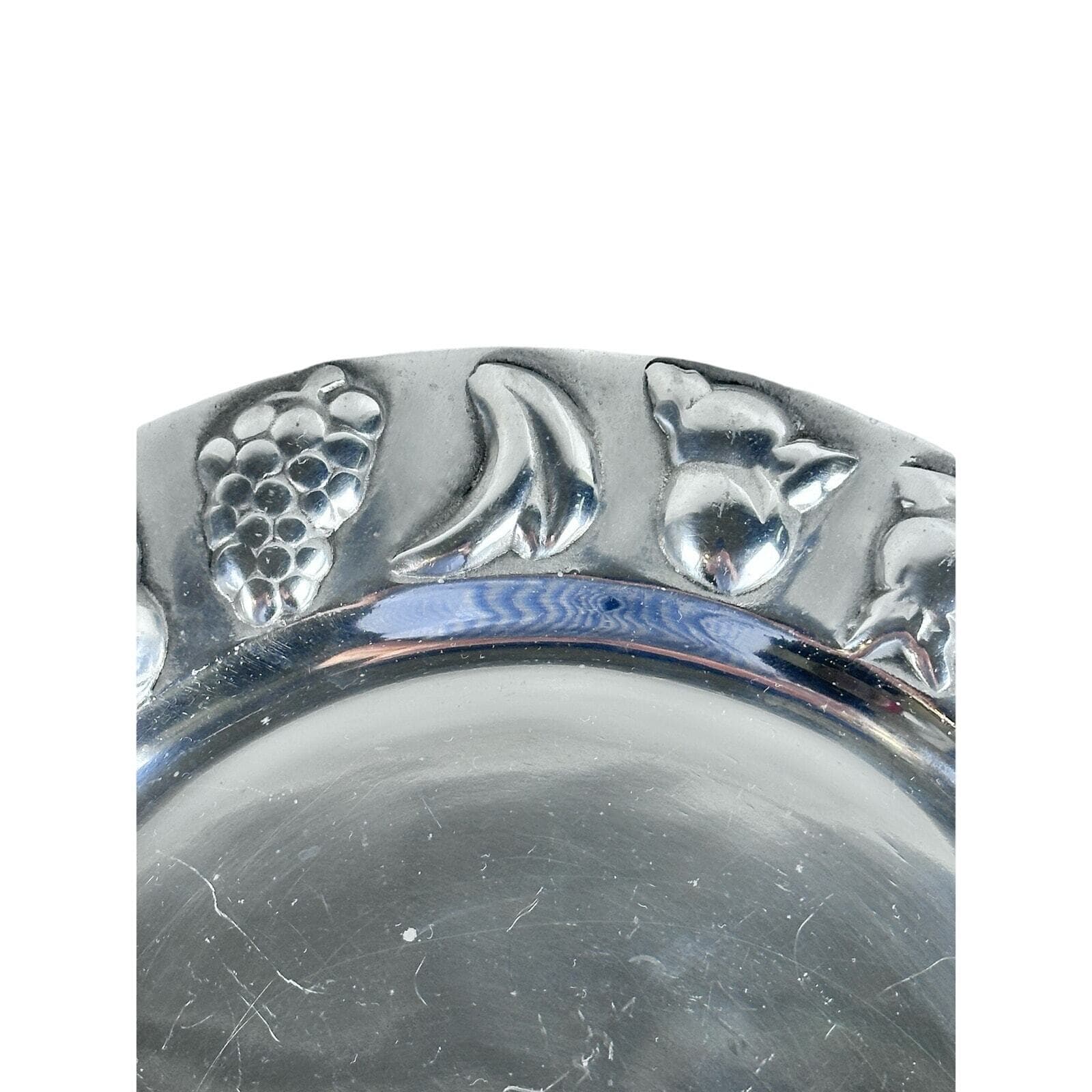 Large Aluminum Round Fruit Embossed Design Serving Platter-Nice! - Thumbnail 4