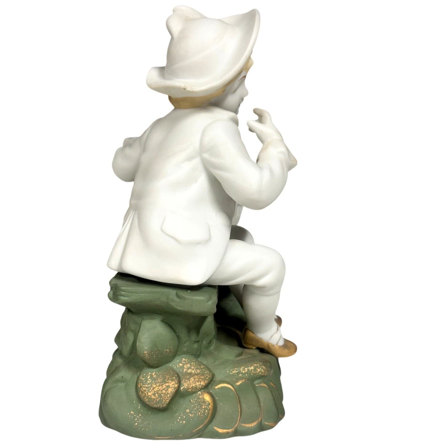 Ucago Ceramics Japan Vintage Bisque 7" Porcelain Figurine 'Boy with a Basket' - Thumbnail 4
