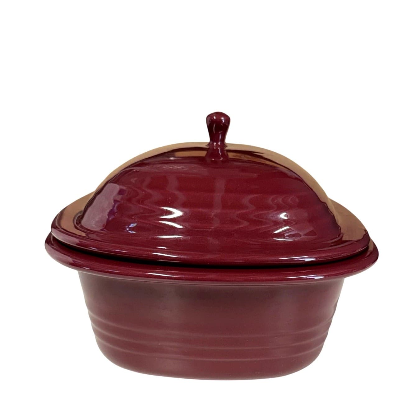 Pampered Chef Cranberry Deep Roaster Covered Baker Stoneware 3.1 QT Dutch Oven - Thumbnail 2