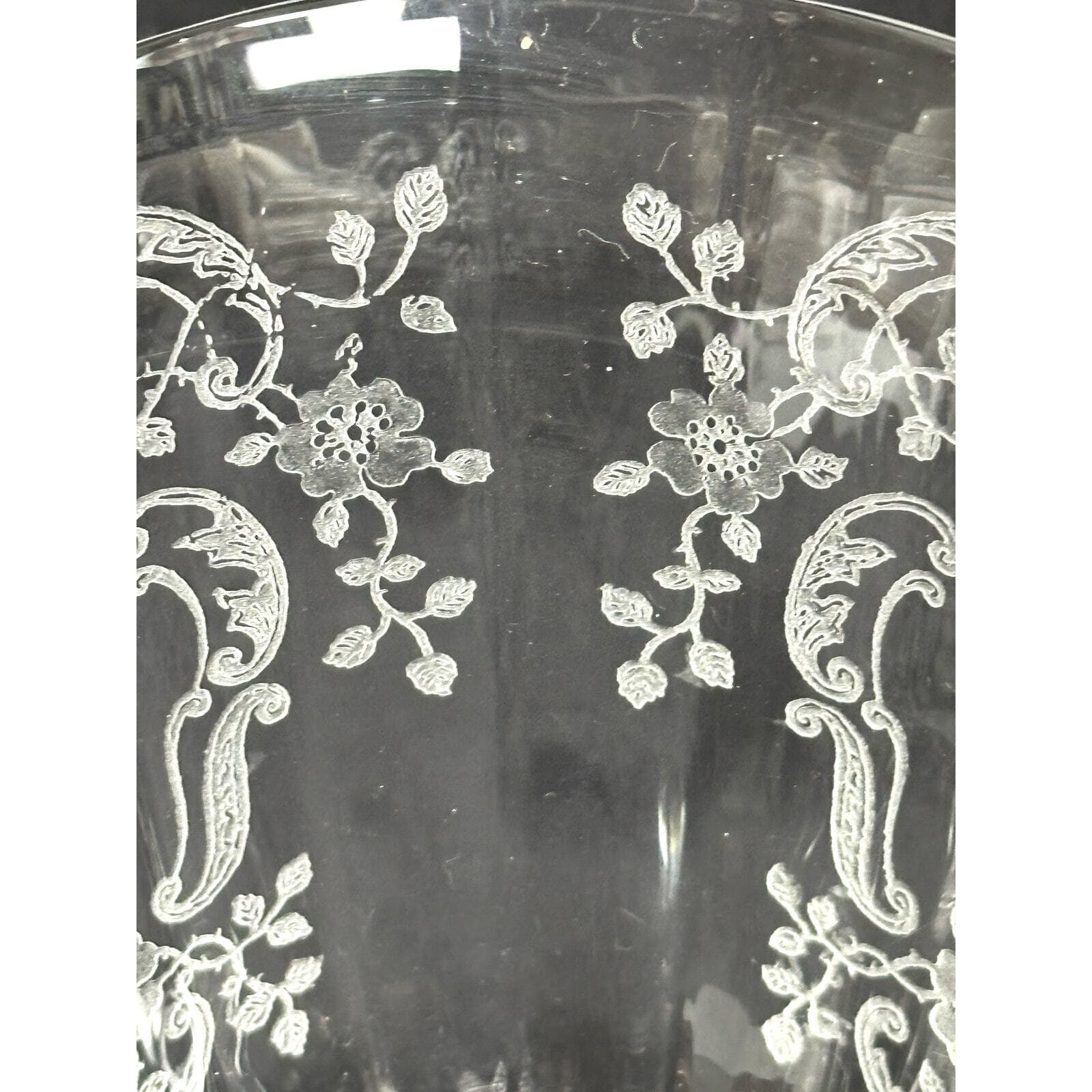 Fostoria Antique Meadow Rose Clear Etch # 328 Water Goblet-7 5/8" Vintage 1930s - Thumbnail 5