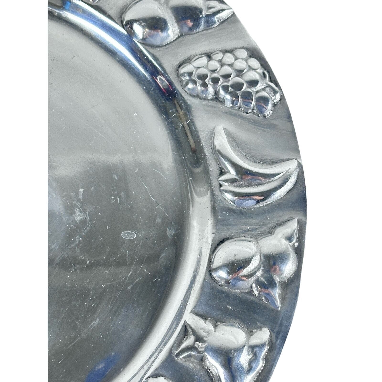 Large Aluminum Round Fruit Embossed Design Serving Platter-Nice! - Thumbnail 5