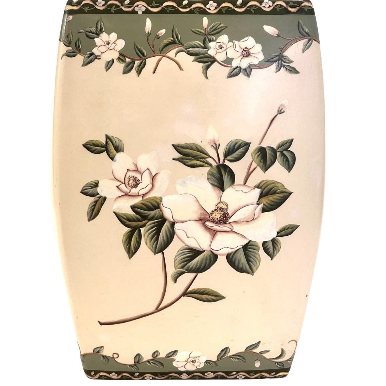 Chinese Porcelain 17-inch Garden Stool Elegant Magnolia Floral Design - Thumbnail 3