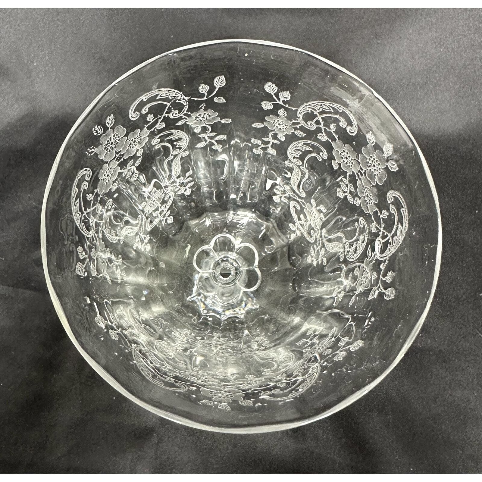 Fostoria Antique Meadow Rose Clear Etch # 328 Water Goblet-7 5/8" Vintage 1930s - Thumbnail 6