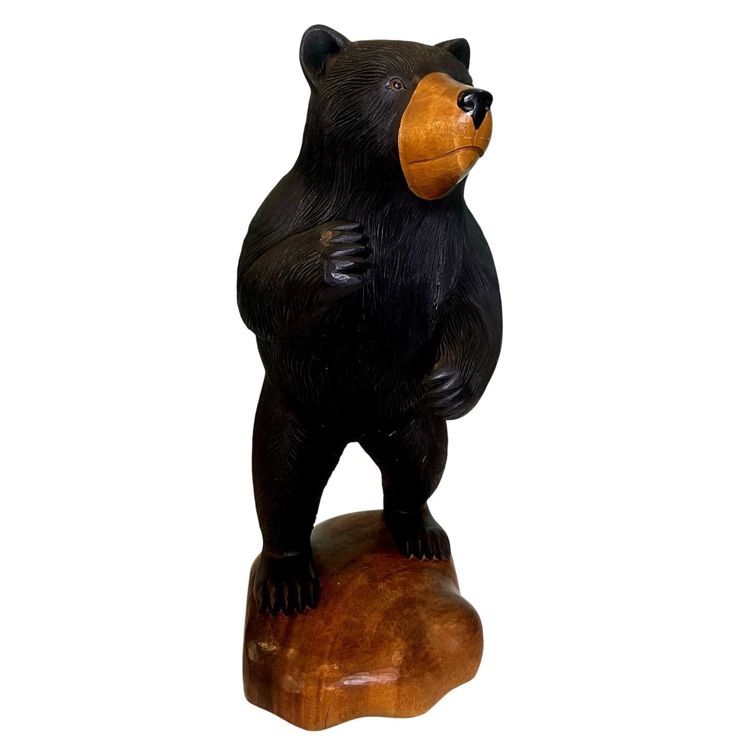 Rare Rustic One-of-a-Kind 38" Carved Wooden Standing Bear Lamp Intricate Details - Thumbnail 2