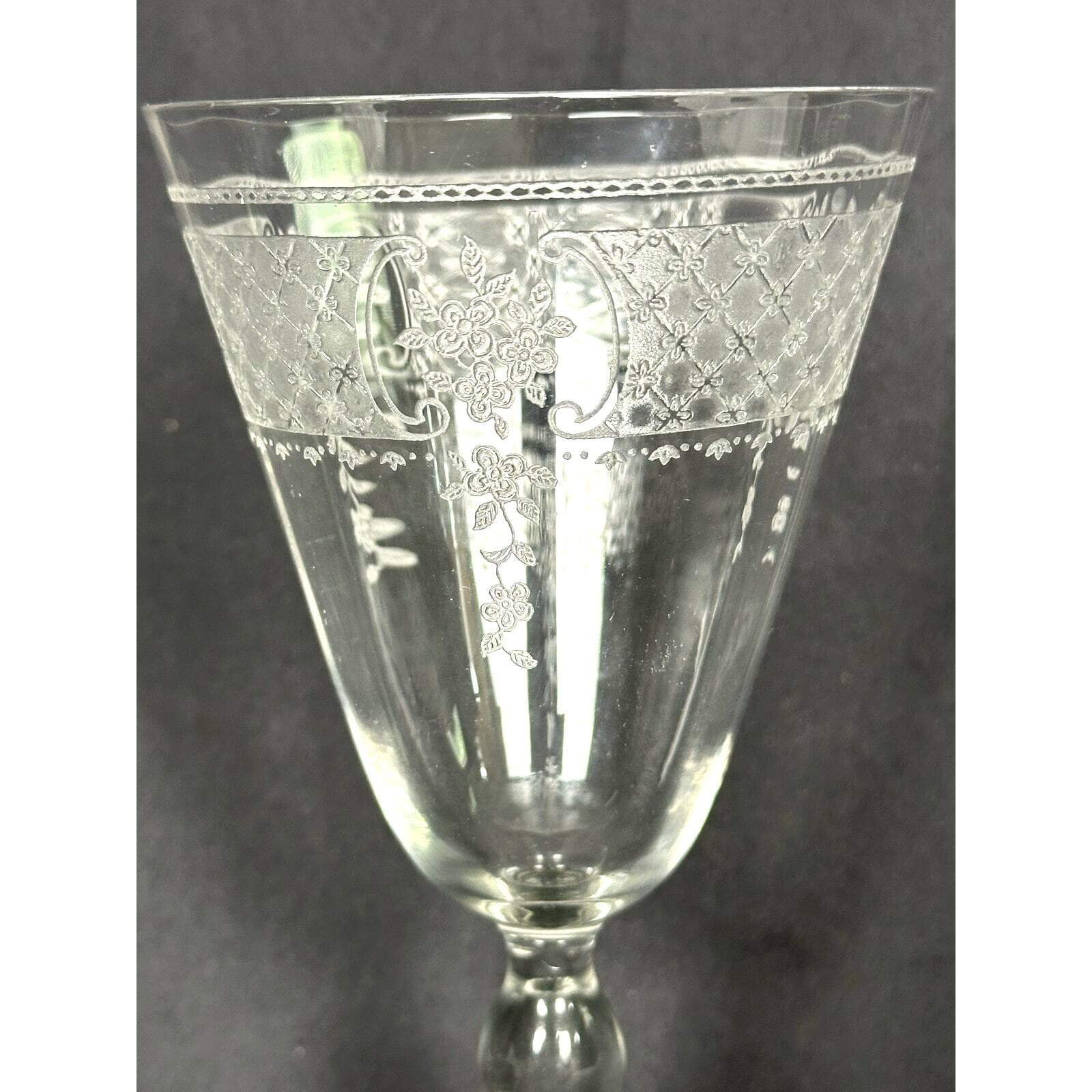 Fostoria 1920's Washington Etch # 266 Crystal Water Goblets-7 3/8" - Thumbnail 2