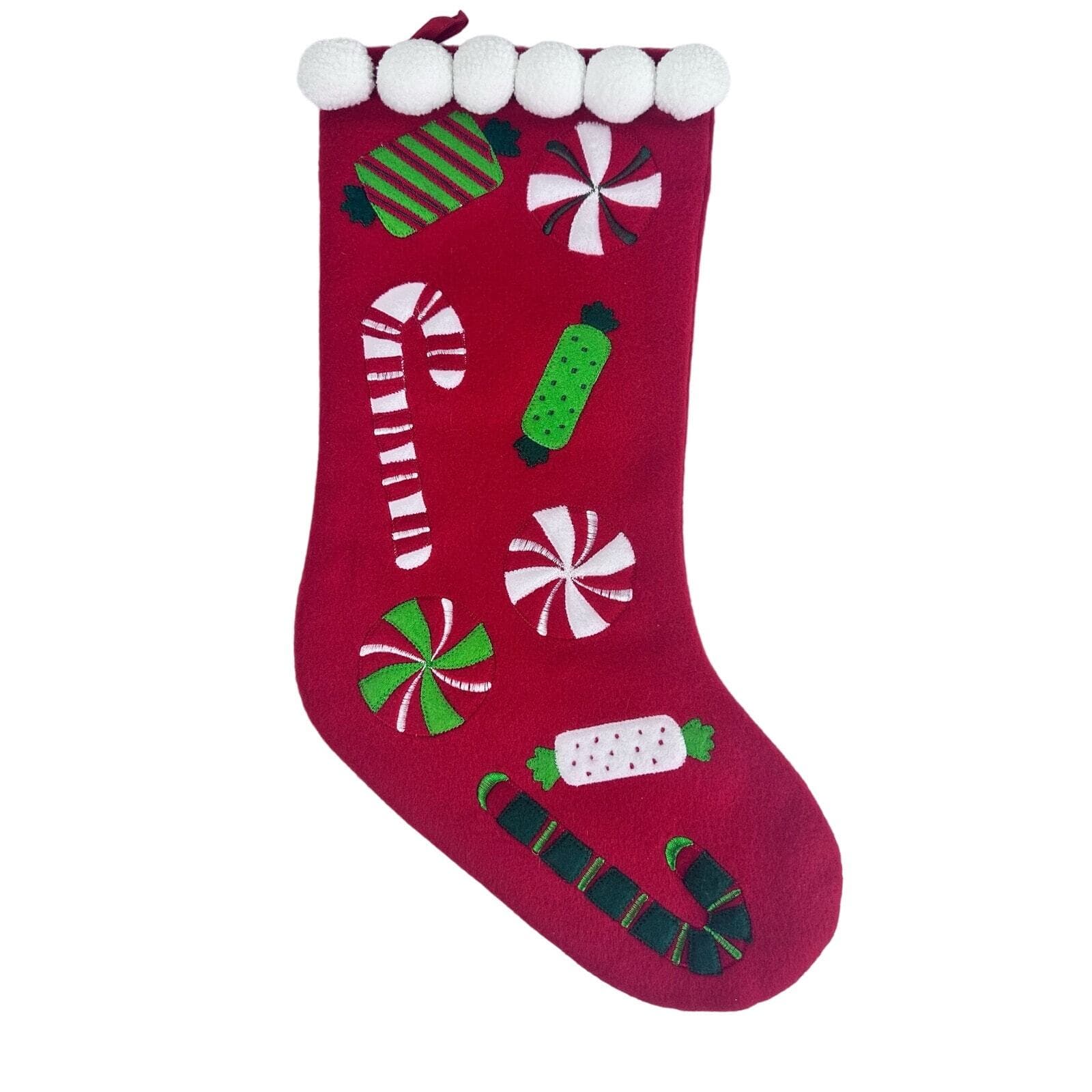 Velvet and Felt Christmas Stockings-Set of 2- Snowman & Christmas Candy!! - Thumbnail 4
