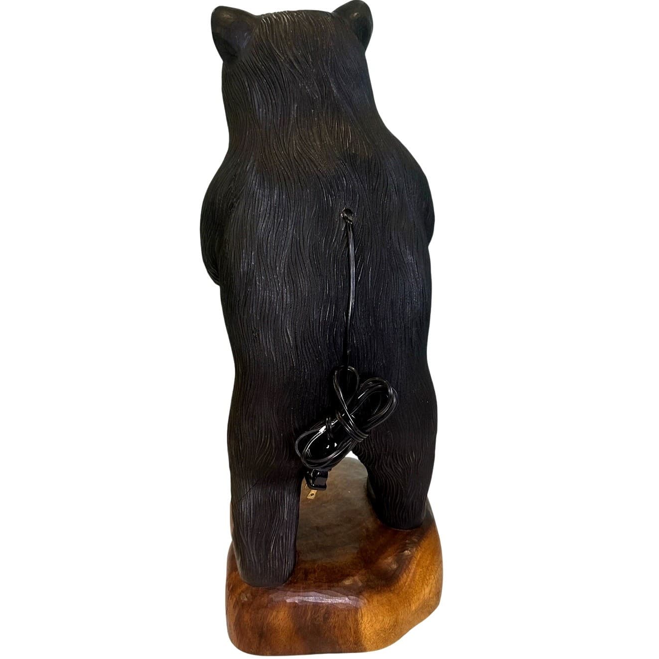 Rare Rustic One-of-a-Kind 38" Carved Wooden Standing Bear Lamp Intricate Details - Thumbnail 12