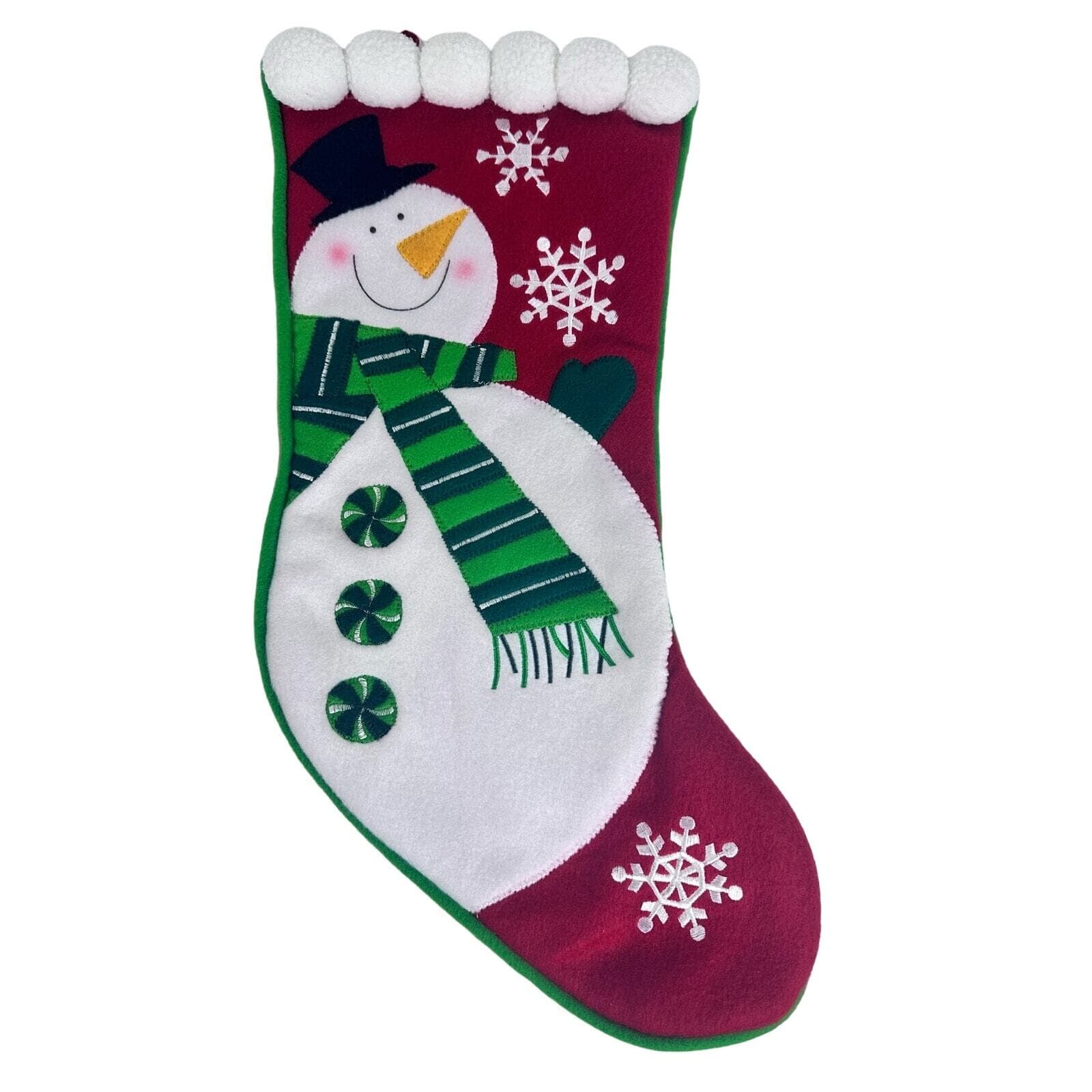 Velvet and Felt Christmas Stockings-Set of 2- Snowman & Christmas Candy!! - Thumbnail 2