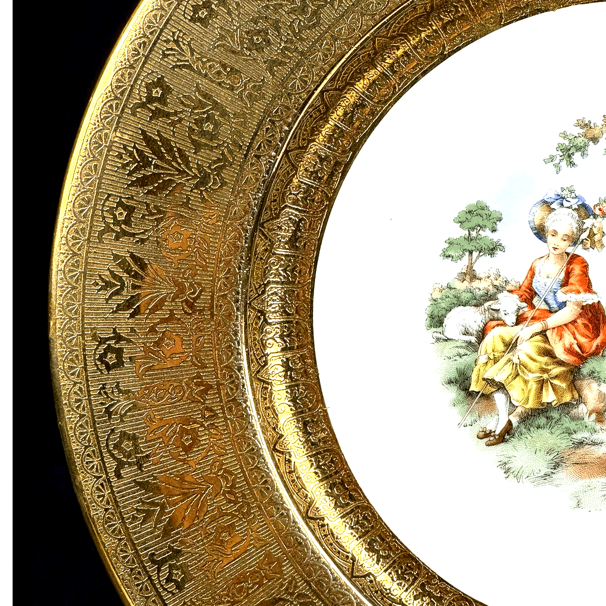 La Petite LP5 China Warranted 22 Karat Gold Filigree Rim Dinner Plate-10 5/8" - Thumbnail 3