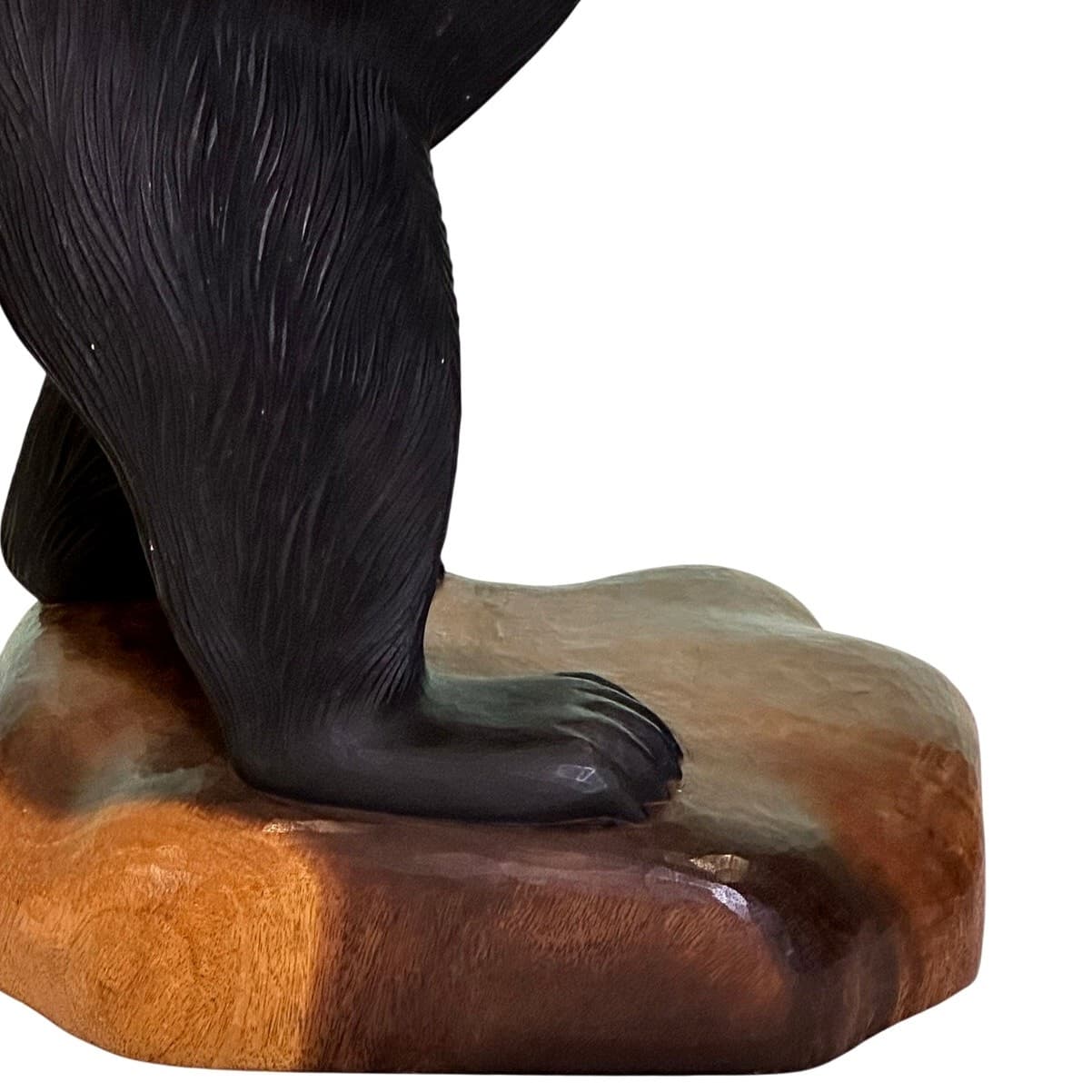 Rare Rustic One-of-a-Kind 38" Carved Wooden Standing Bear Lamp Intricate Details - Thumbnail 9