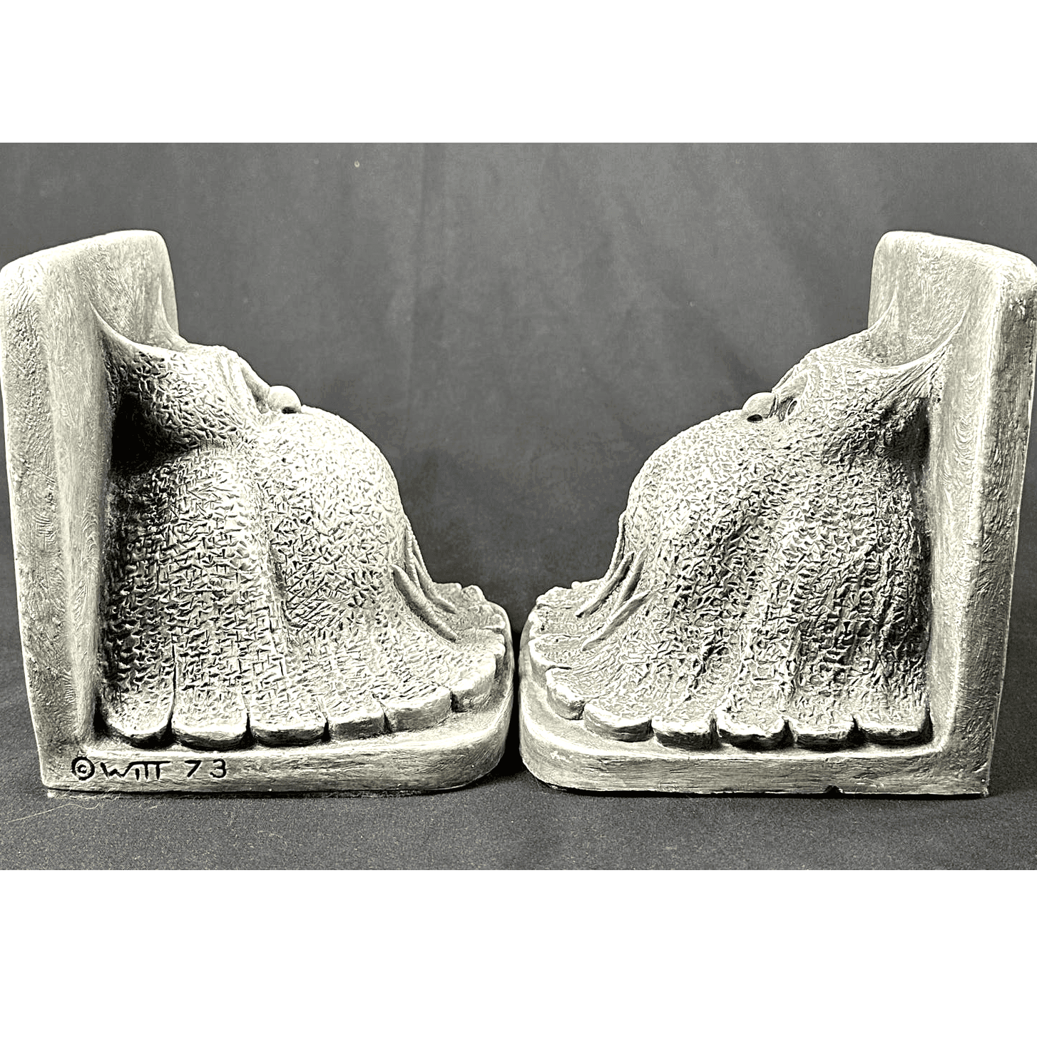 WITT 1973 Signed Fat Owl Vintage Bookends UNIQUE & RARE FIND! SET of 2 - Thumbnail 7