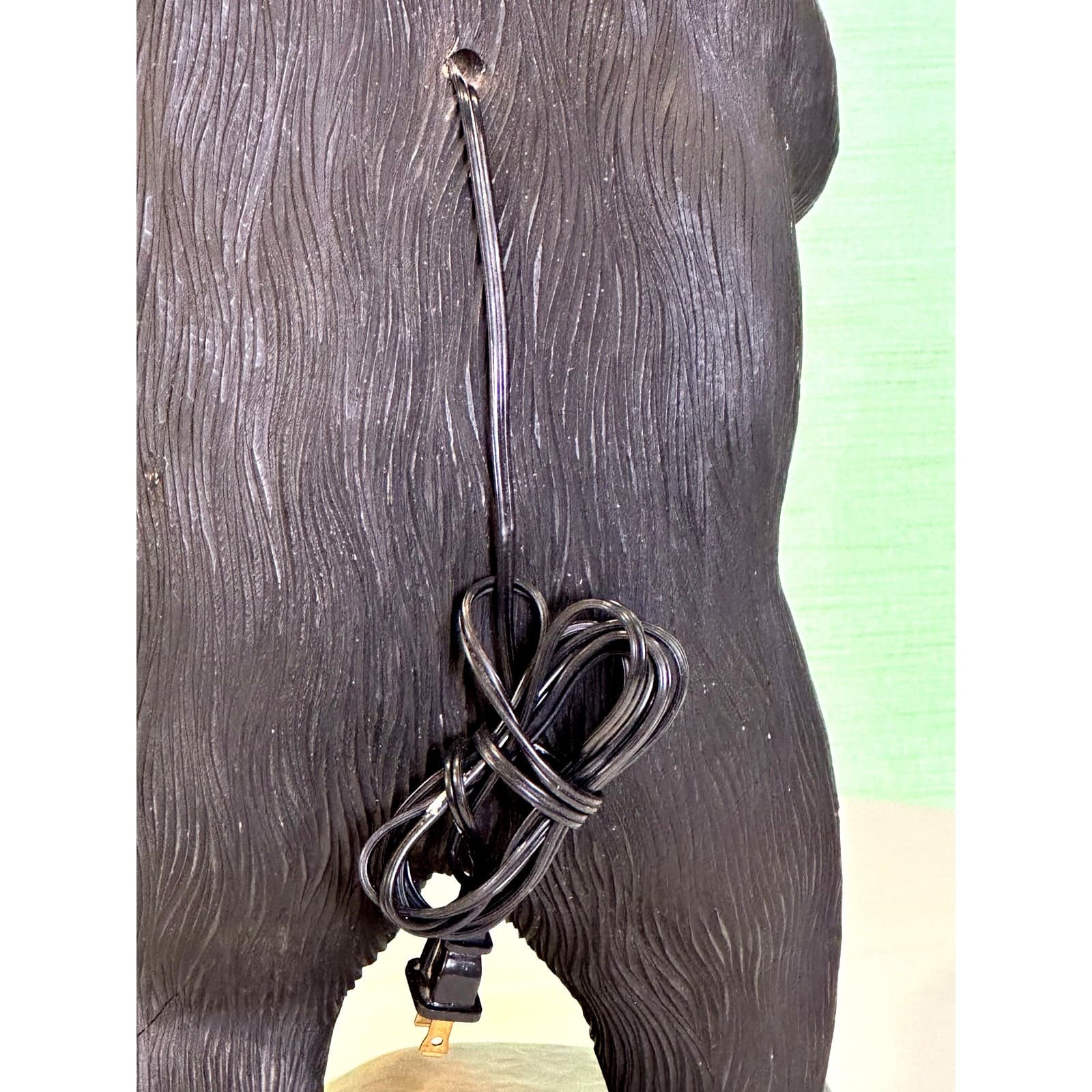 Rare Rustic One-of-a-Kind 38" Carved Wooden Standing Bear Lamp Intricate Details - Thumbnail 8