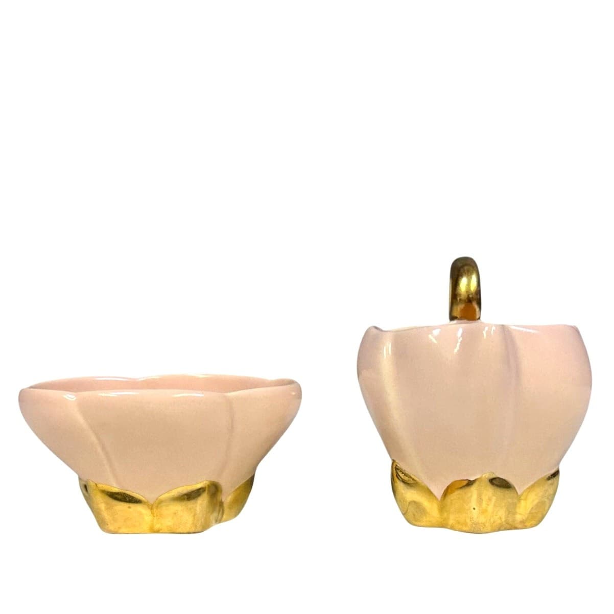 Vallona Starr California Vintage Pottery Mini Pink/Gold Creamer/Open Sugar Set - Thumbnail 4