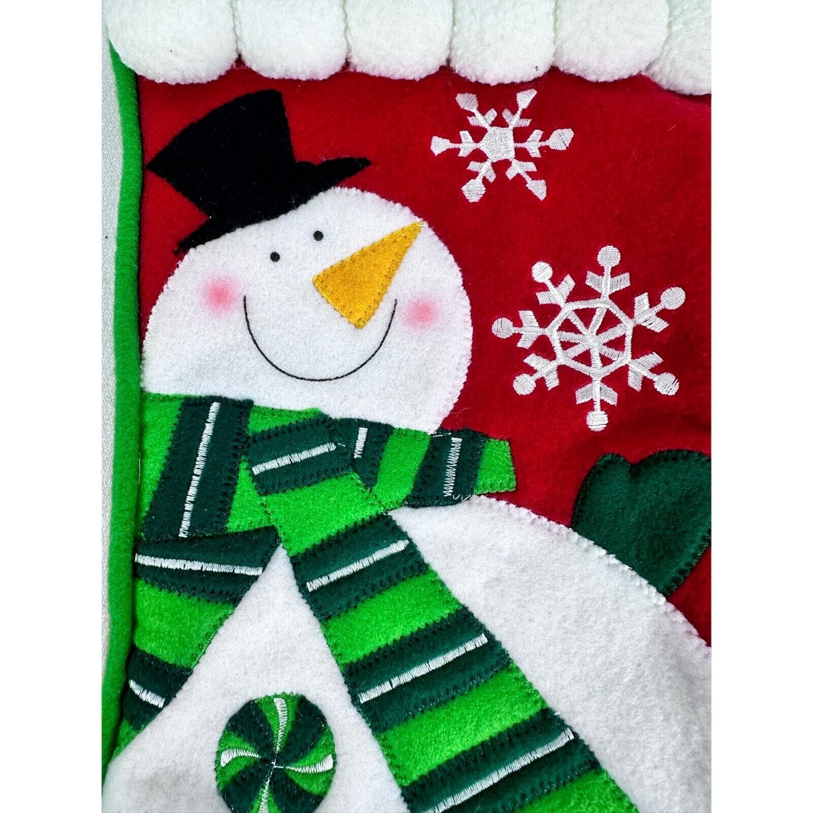 Velvet and Felt Christmas Stockings-Set of 2- Snowman & Christmas Candy!! - Thumbnail 3