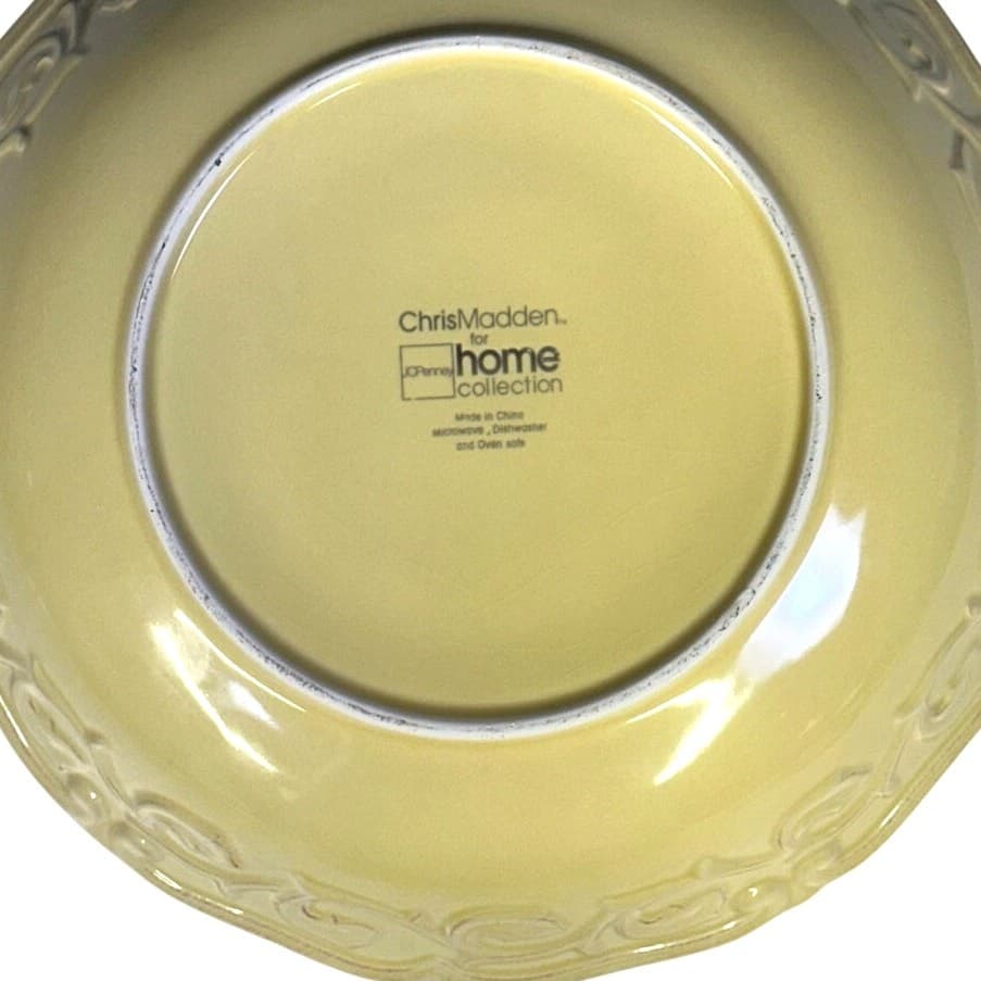 Chris Madden JC Penney Felice Yellow 13" Salad Serving Bowl-Excellent - Thumbnail 3