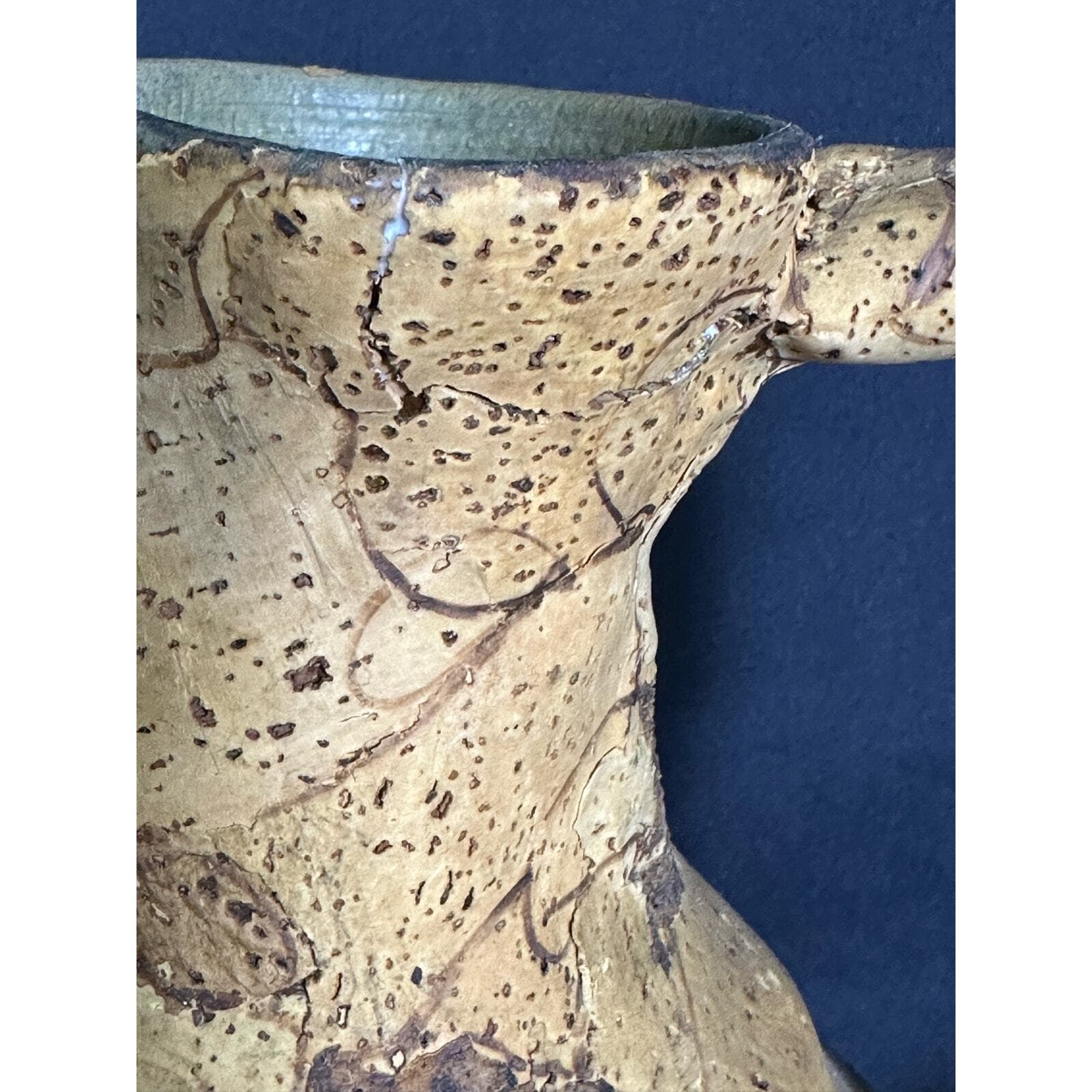 Italian Vintage Cork Bark Covered Pottery Pitcher w/5 Matching Cups-Very Rare! - Thumbnail 8
