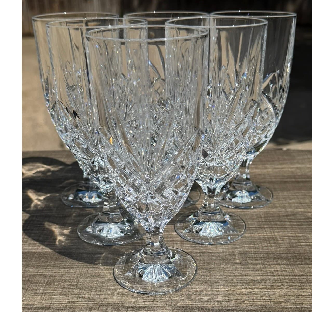 Shannon Godinger Dublin Crystal Footed Iced Tea 7.75" Glasses-Excellent-Set of 6 - Thumbnail 3