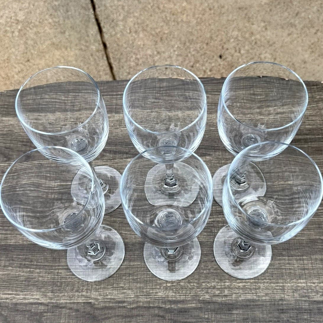 Crystal Water Goblets Faceted Stem 8 5/8" Tall Possibly Towle(??) Essex-Set of 6 - Thumbnail 7