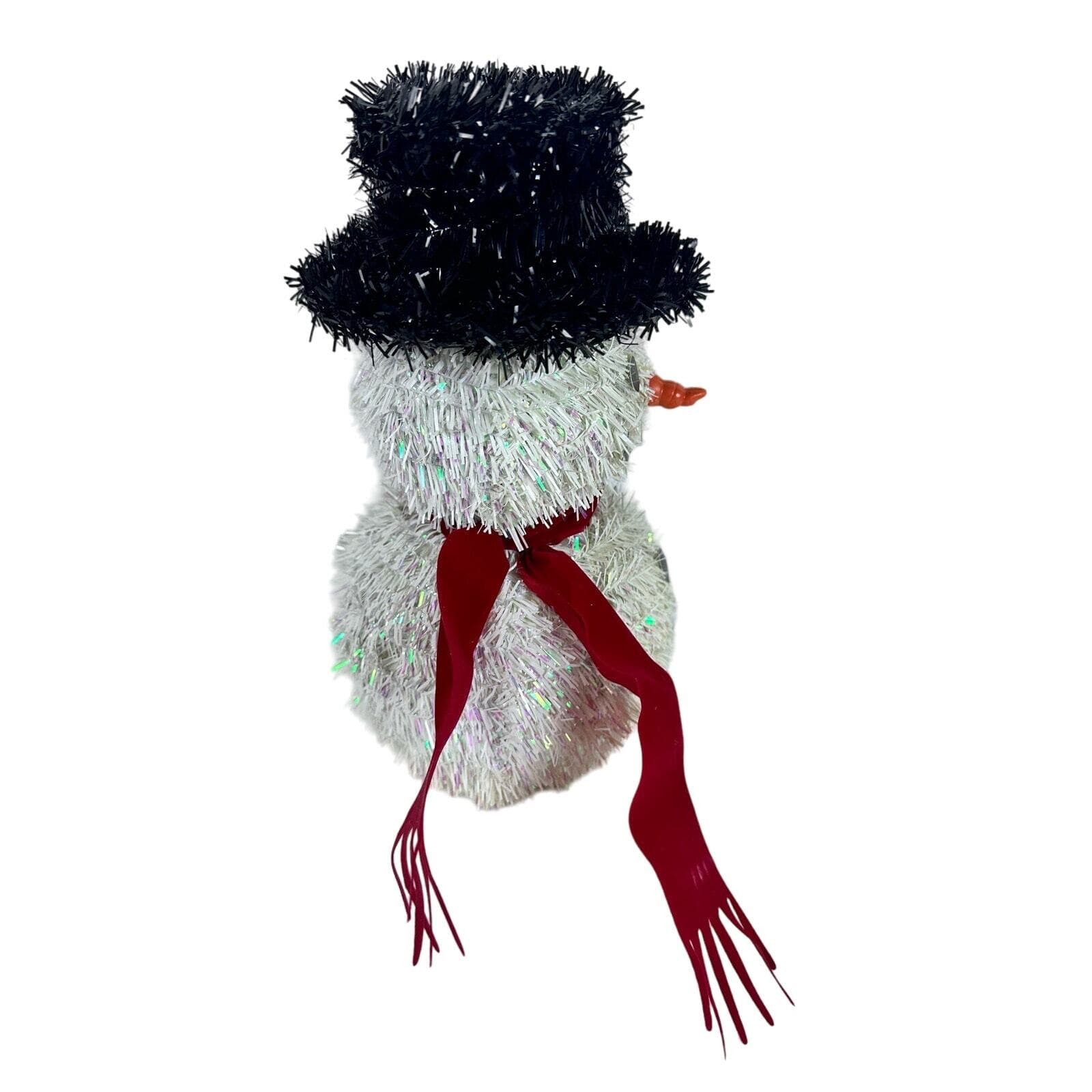 Tinsel Holiday Snowman with Top Hat and Scarf! Excellent Vintage Design!! - Thumbnail 4