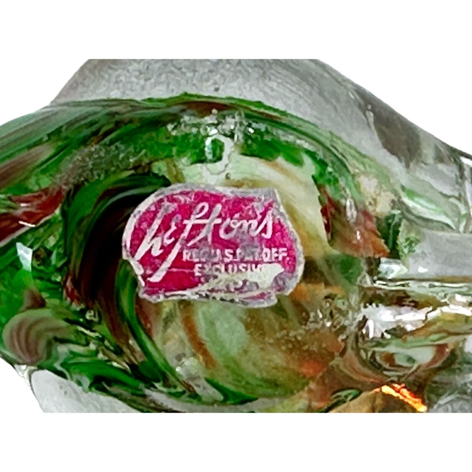 Lefton Colorful and Vibrant Ribbon Art Glass Vintage Bird Paperweight-Very Nice! - Thumbnail 9
