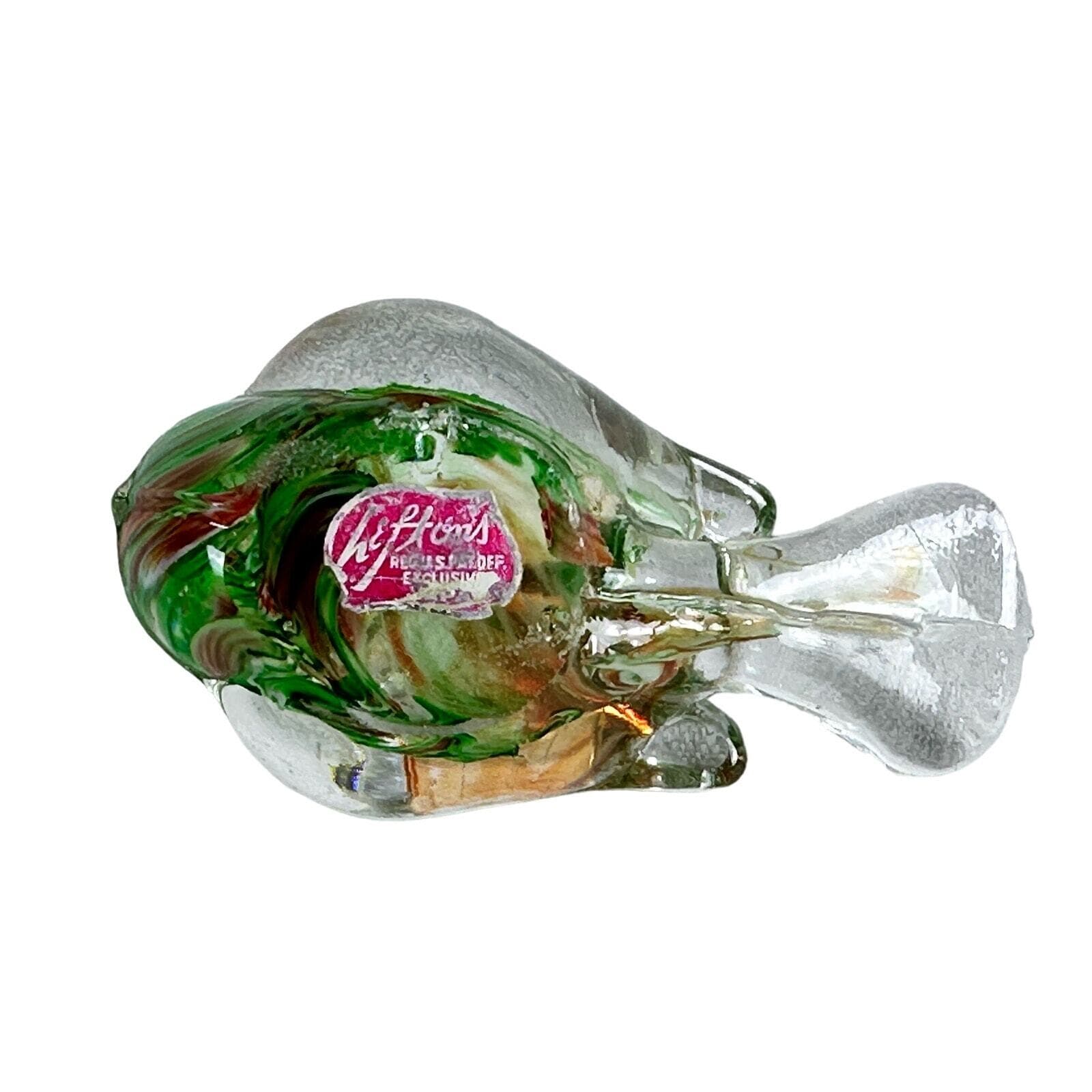 Lefton Colorful and Vibrant Ribbon Art Glass Vintage Bird Paperweight-Very Nice! - Thumbnail 8
