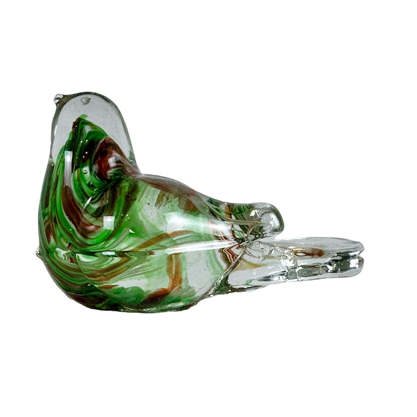 Lefton Colorful and Vibrant Ribbon Art Glass Vintage Bird Paperweight-Very Nice! - Thumbnail 3