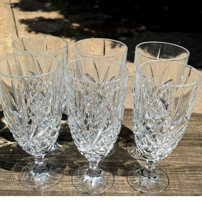 Shannon Godinger Dublin Crystal Footed Iced Tea 7.75" Glasses-Excellent-Set of 6 - Thumbnail 9