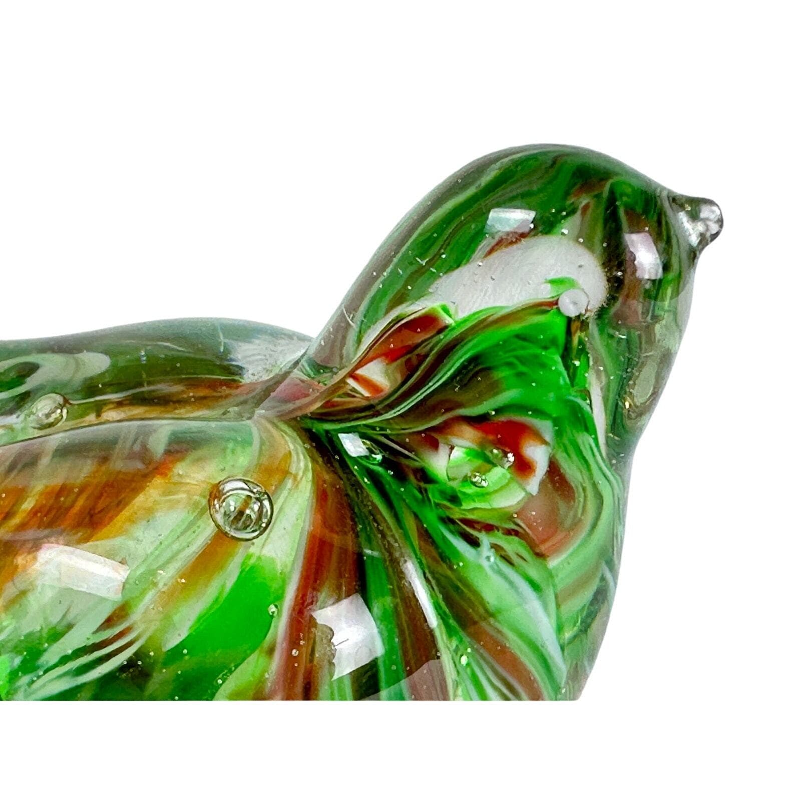 Lefton Colorful and Vibrant Ribbon Art Glass Vintage Bird Paperweight-Very Nice! - Thumbnail 6