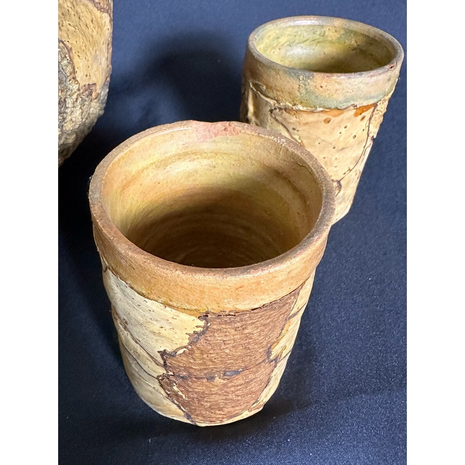Italian Vintage Cork Bark Covered Pottery Pitcher w/5 Matching Cups-Very Rare! - Thumbnail 7