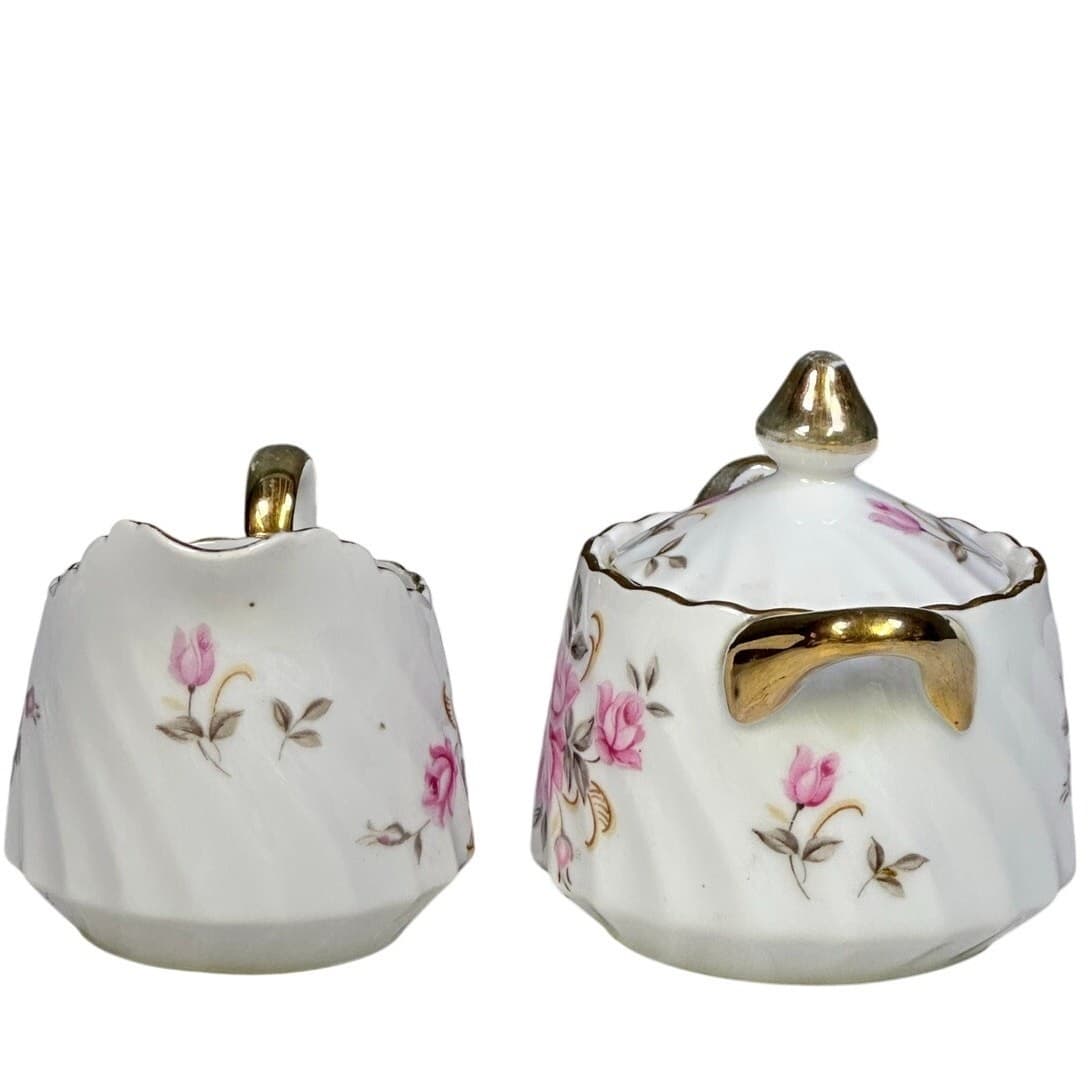 Lefton Retired 'Moss Rose' Cream Pitcher and Sugar Bowl with Lid Set - Thumbnail 5