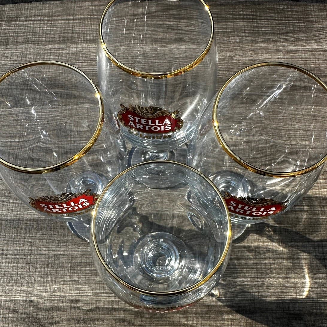 Stella Artois Belgium 33CL Gold Rim Chalice Glasses-Set of 4 - Thumbnail 6