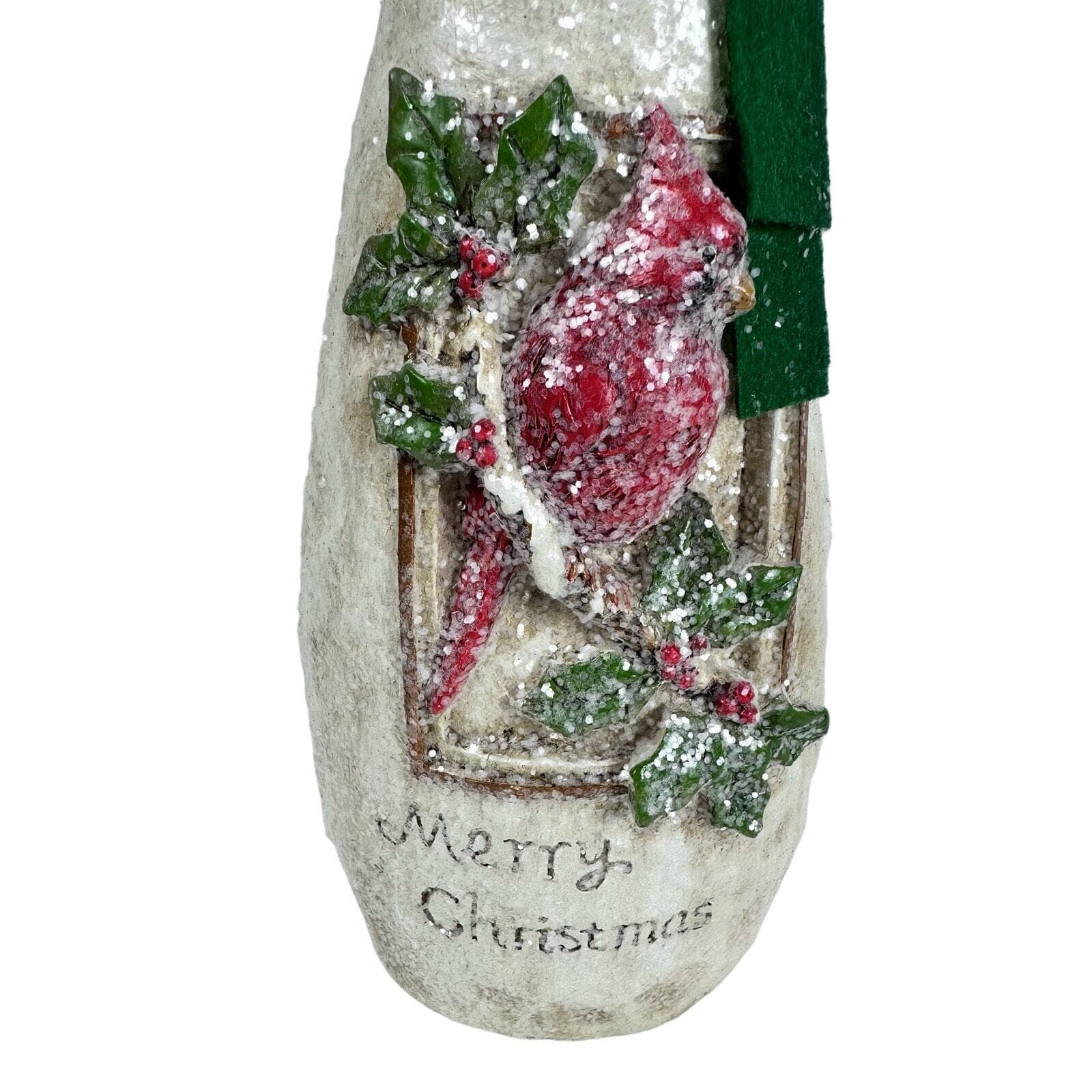 Snowman Christmas Figure with Top Hat Scarf Christmas Tree and Cardinal! - Thumbnail 2