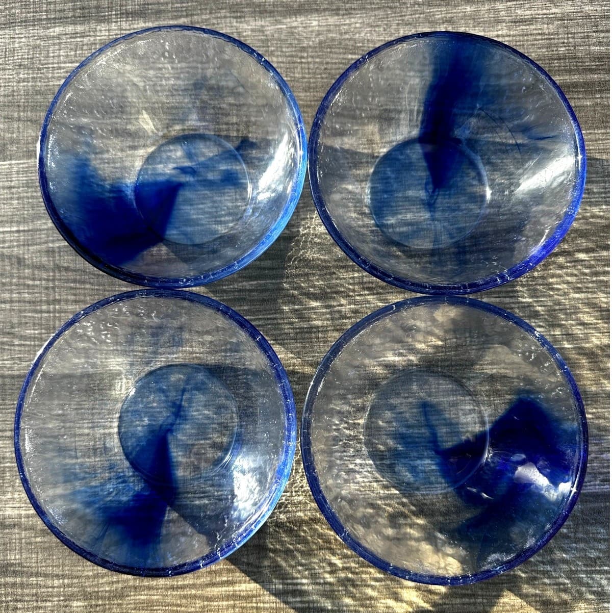 Bormioli Rocco 5.5" Cobalt Blue/Clear Salad Fruit Bowls-Set of 4 - Thumbnail 3