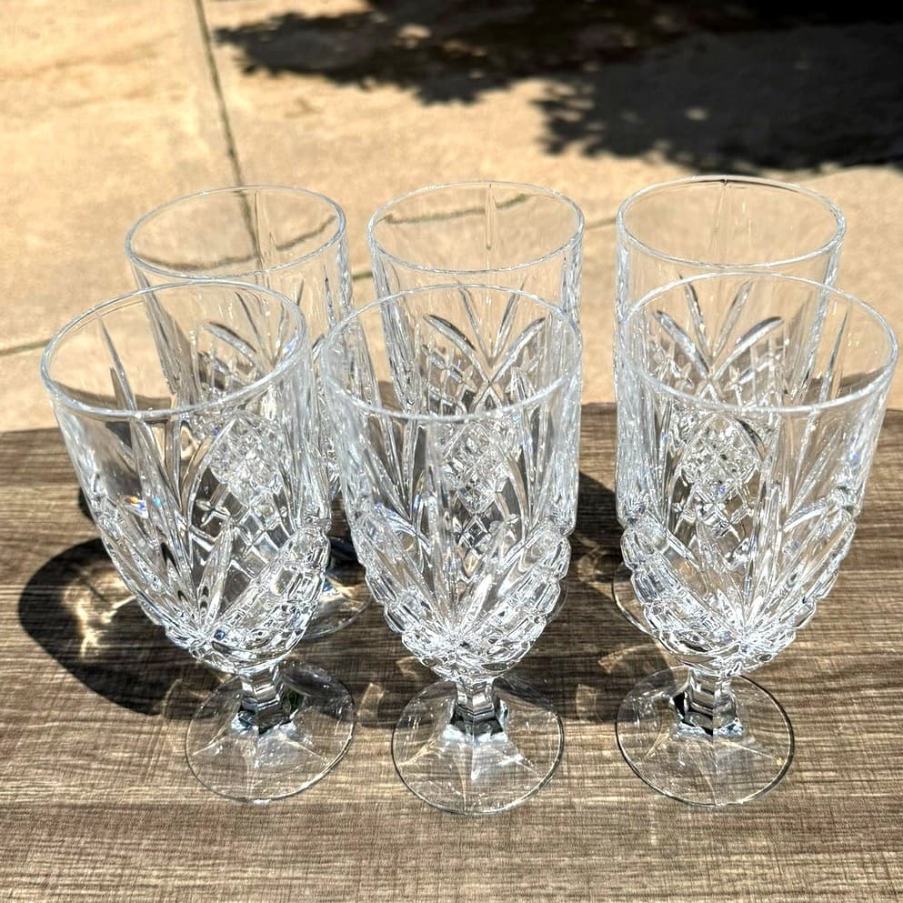 Shannon Godinger Dublin Crystal Footed Iced Tea 7.75" Glasses-Excellent-Set of 6 - Thumbnail 6