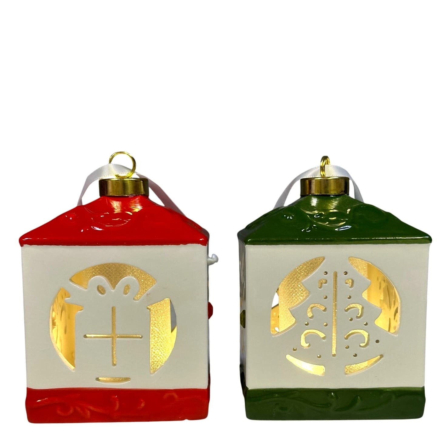 Lightscapes Ceramic Cut-Out LED Light Changing Christmas Tree Ornament-Set of 2 - Thumbnail 6