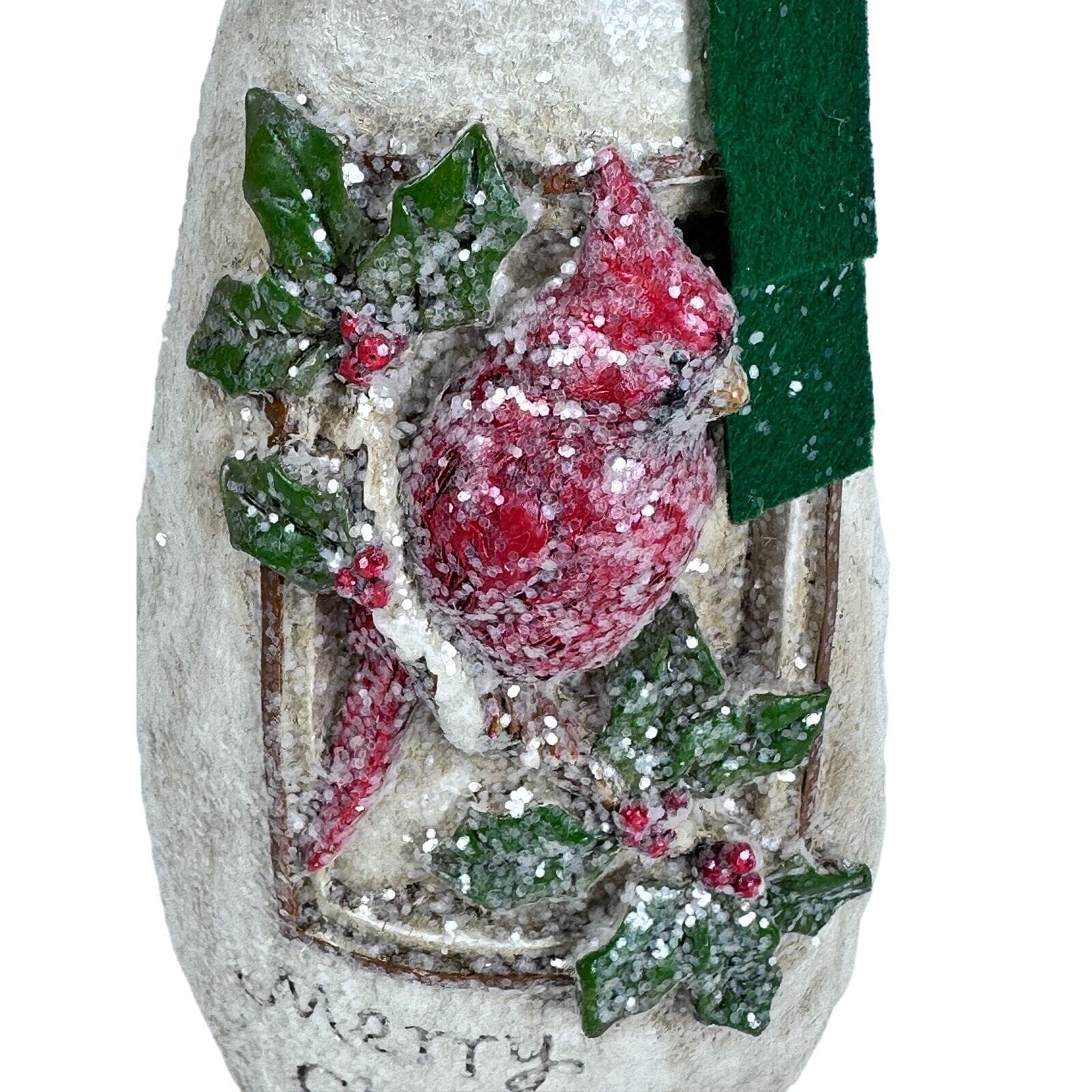 Snowman Christmas Figure with Top Hat Scarf Christmas Tree and Cardinal! - Thumbnail 8