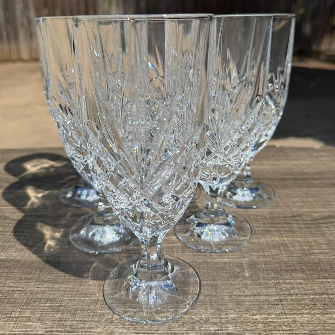 Shannon Godinger Dublin Crystal Footed Iced Tea 7.75" Glasses-Excellent-Set of 6 - Thumbnail 7