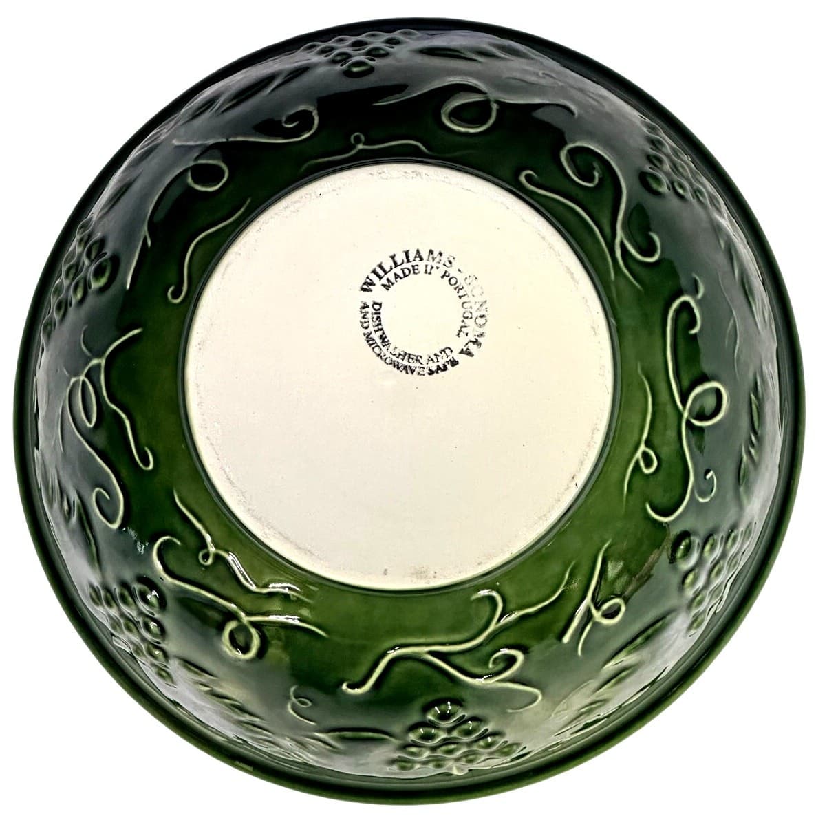 Williams Sonoma Green Grapevine Harvest Stoneware Portugal Vintage Mixing Bowl - Thumbnail 5
