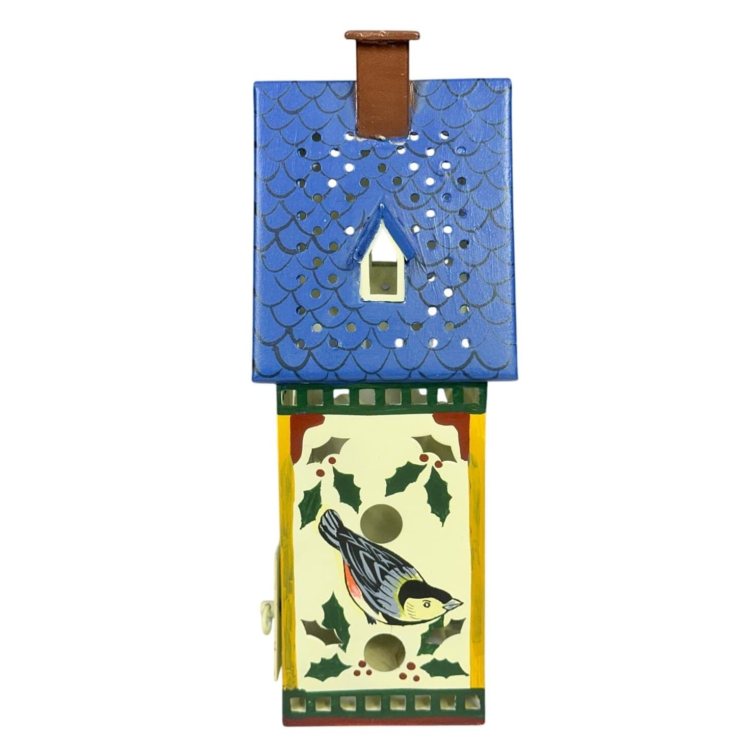 Lenox Winter Greetings 10.5" Metal Bird House Votive Candle Holder-Excellent - Thumbnail 4