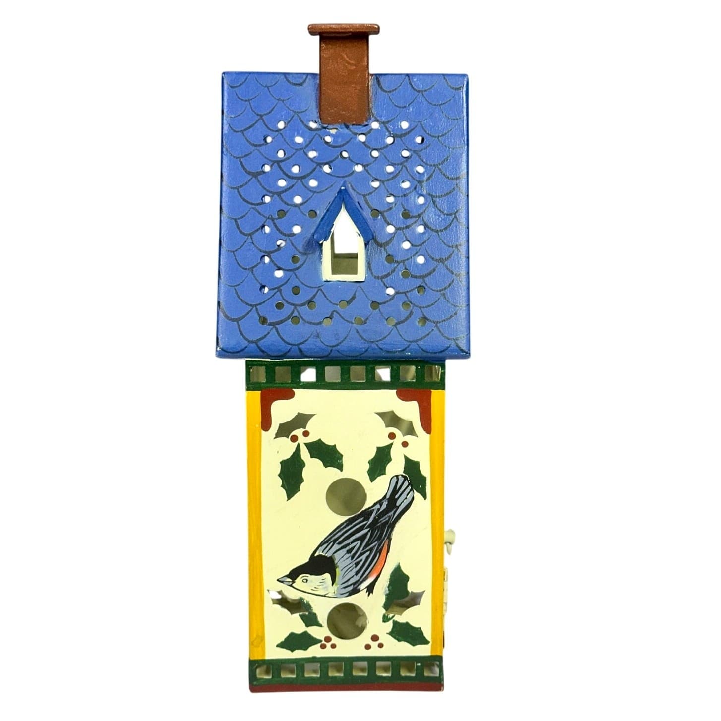 Lenox Winter Greetings 10.5" Metal Bird House Votive Candle Holder-Excellent - Thumbnail 2