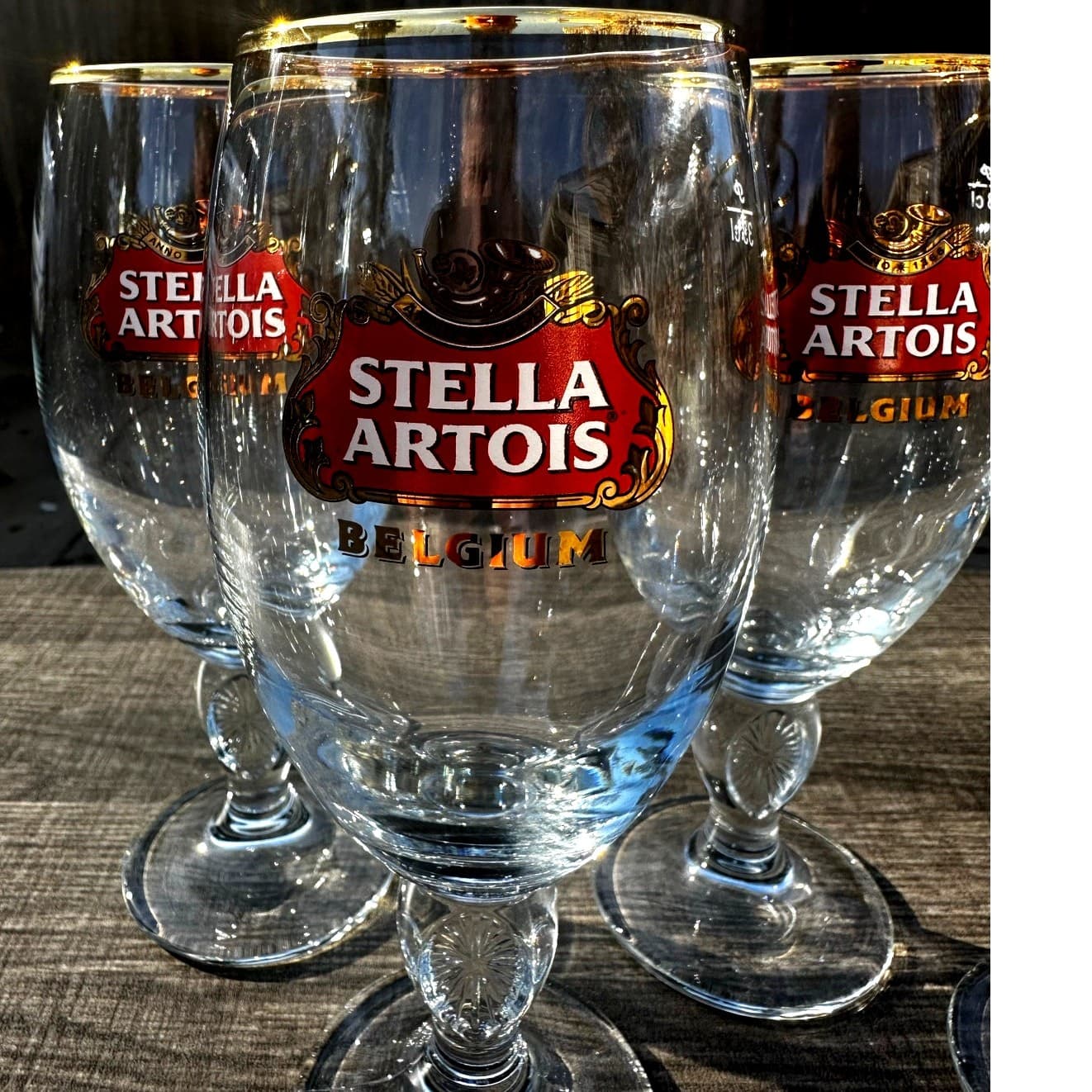 Stella Artois Belgium 33CL Gold Rim Chalice Glasses-Set of 4 - Thumbnail 3