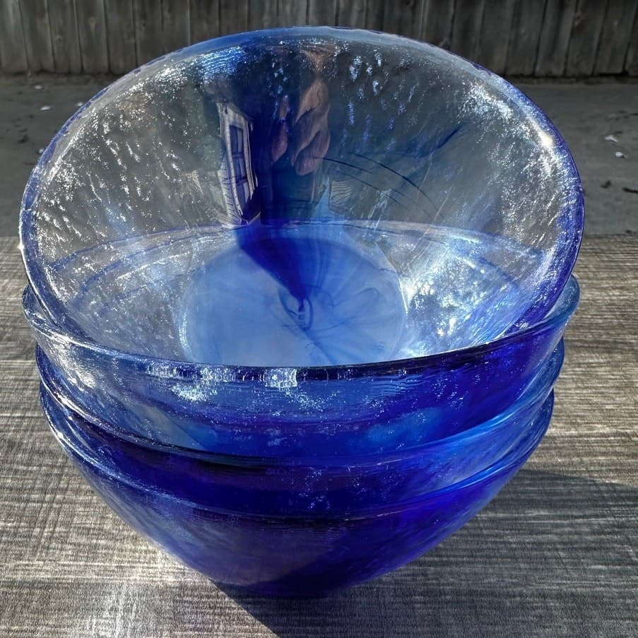 Bormioli Rocco 5.5" Cobalt Blue/Clear Salad Fruit Bowls-Set of 4 - Thumbnail 4
