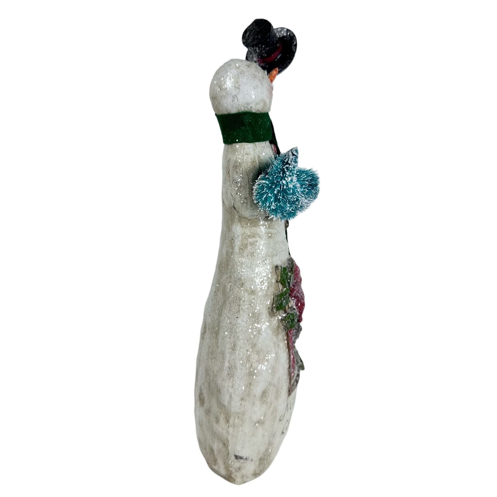 Snowman Christmas Figure with Top Hat Scarf Christmas Tree and Cardinal! - Thumbnail 6