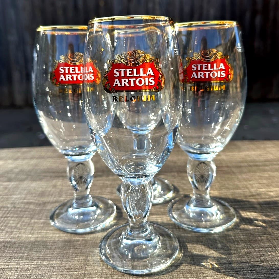 Stella Artois Belgium 33CL Gold Rim Chalice Glasses-Set of 4 - Thumbnail 4