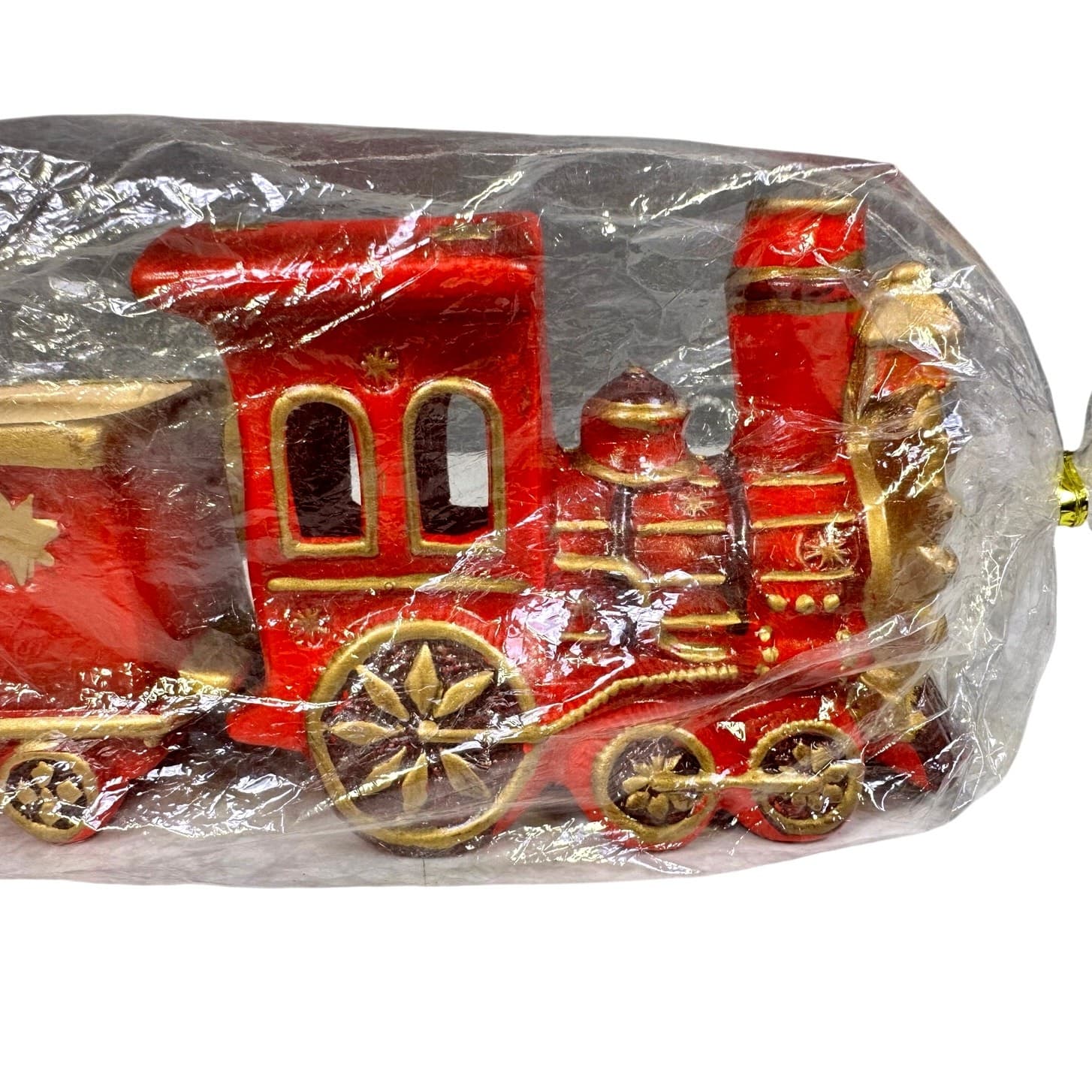 Czech Republic Vintage Ceramic 11" Holiday Red and Gold Decorative Train Display - Thumbnail 2