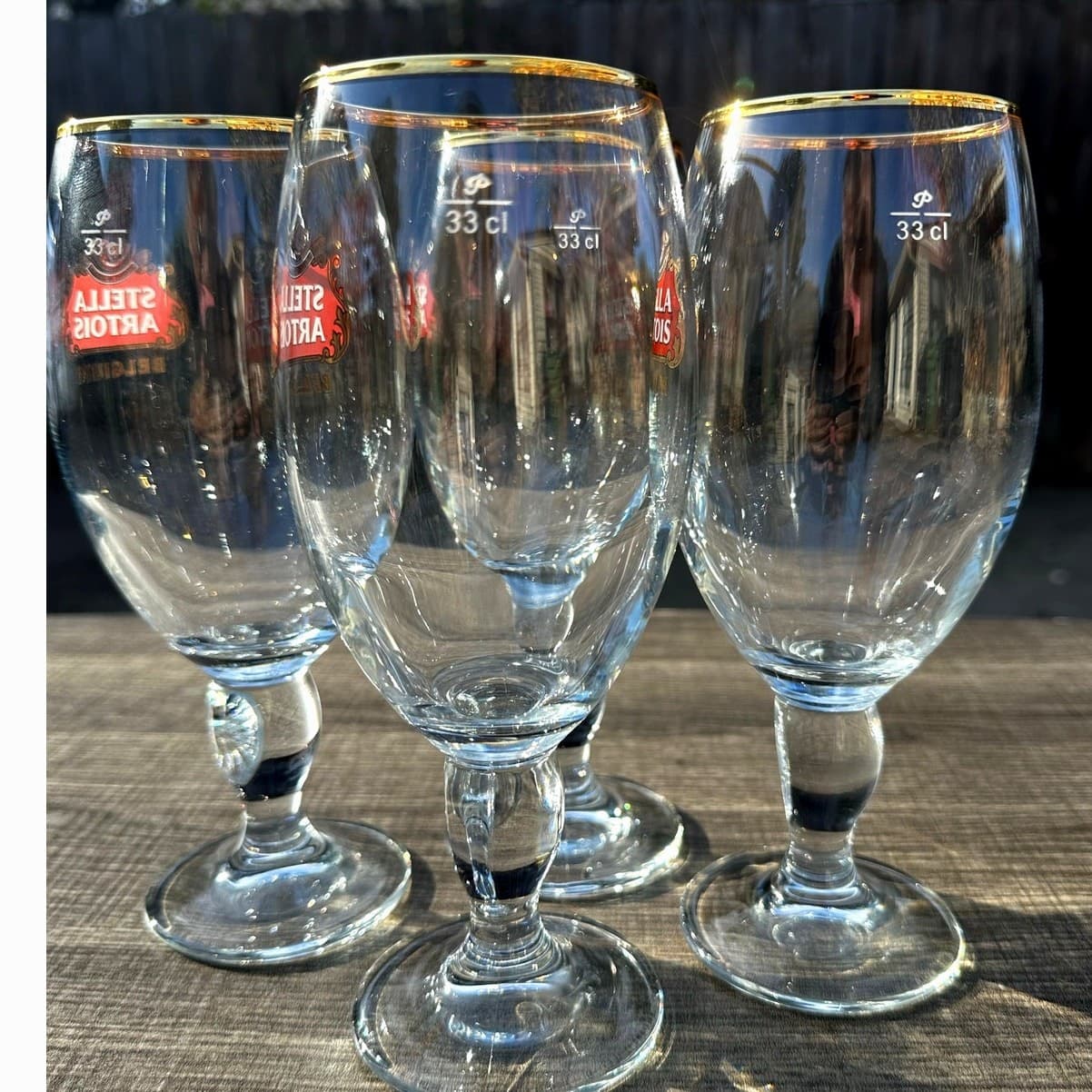 Stella Artois Belgium 33CL Gold Rim Chalice Glasses-Set of 4 - Thumbnail 7