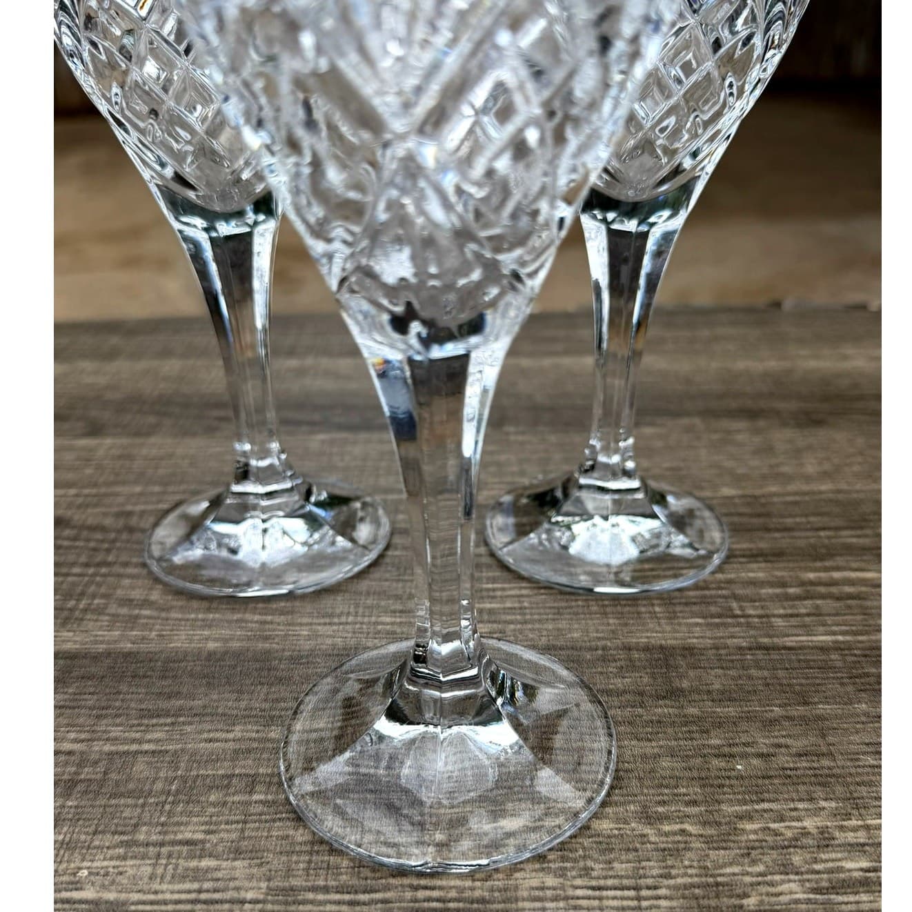 Shannon Godinger Vintage Dublin Crystal Wine Goblets 8" Cut Glasses-Set of 3 - Thumbnail 4